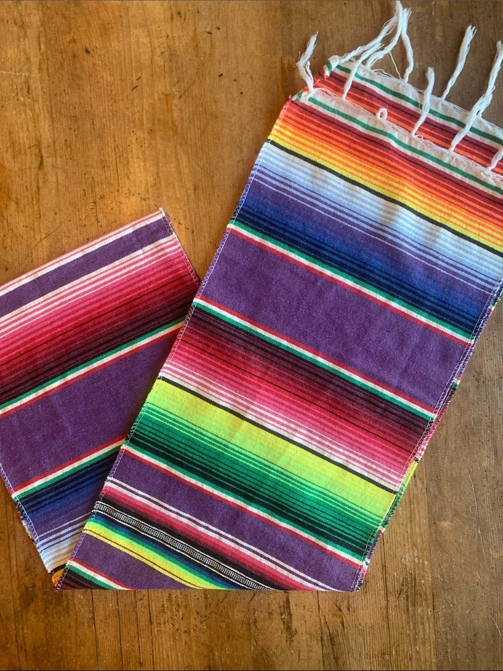 Vibrant Striped Table Runner and Napkin Set - Purple Multicolor